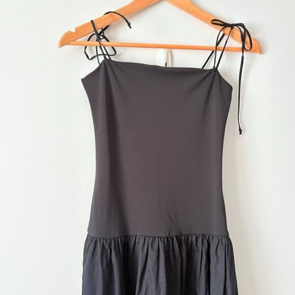 Zara Contrast Skinny Strap Maxi Dress Black Size XS - Picture 5 of 8
